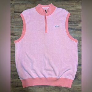 Greg Norman Play Dry Pullover 1/4 Zip Vest Golf salmon pink Men's size L